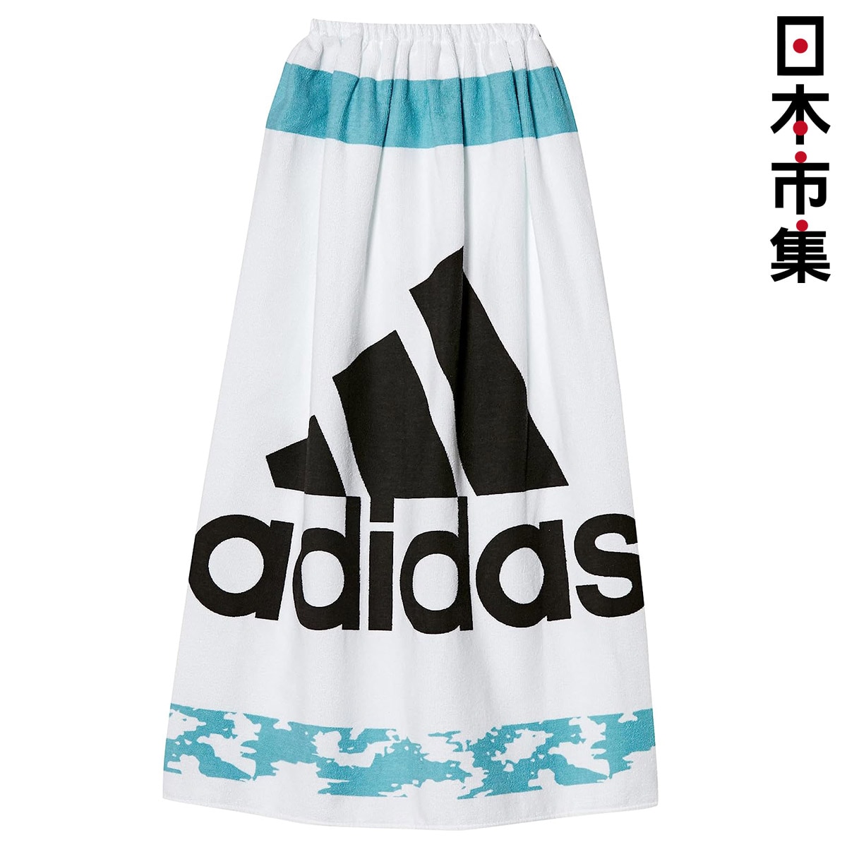 6折優惠]日版Adidas 披肩扣钮式黑色英文字上下邊湖水綠色日本製沙灘